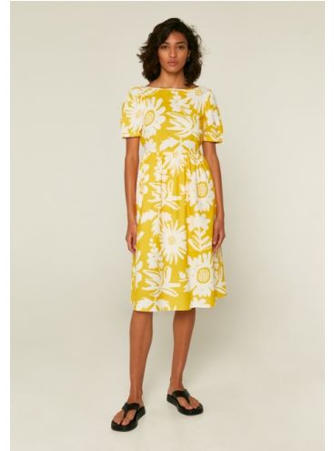 Compania Fantastica Žlté vzorované midi šaty